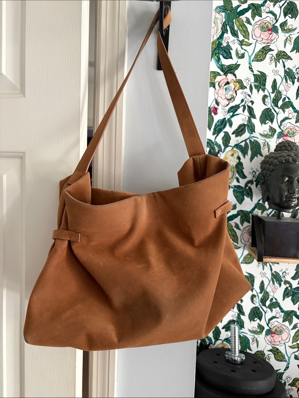 Cider Classic Brown Suede Shoulder Bag with Slim Belt Detail - Picture 2 of 3
